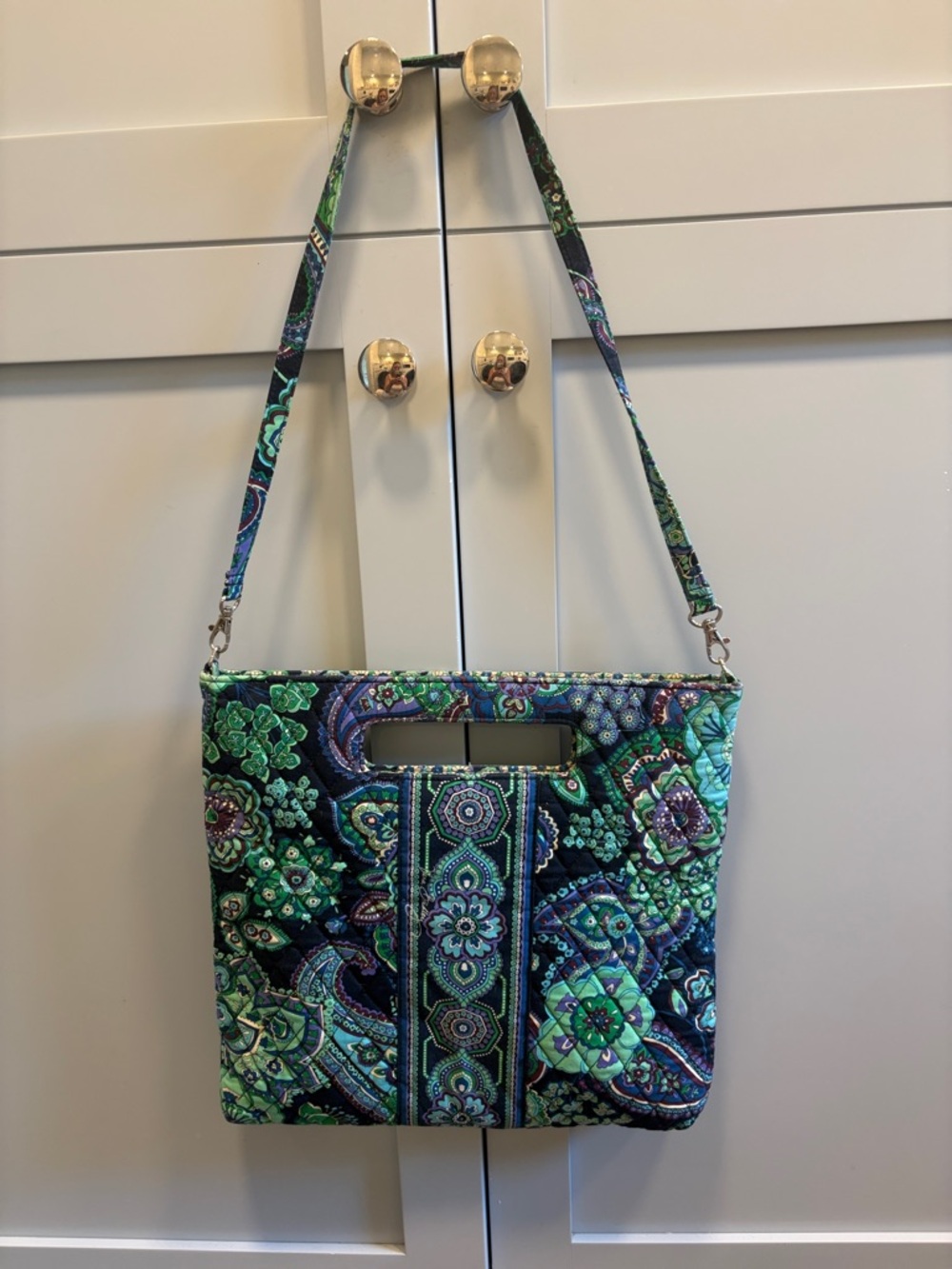 Vera Bradley Quilted Paisley Crossbody in Green and Blue